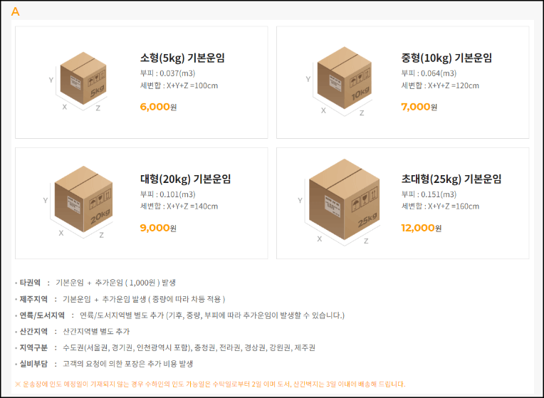 로젠택배 요금안내