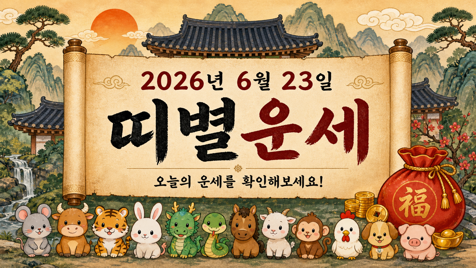 2026년 6월 23일 띠별운세 무료 보기 만세력 2D 이미지