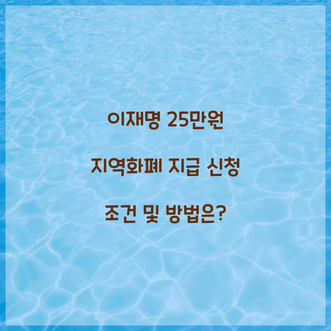 이재명 25만원 지역화폐 지급