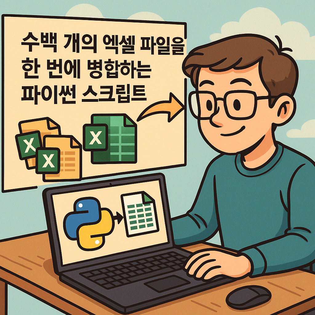 수백 개의 엑셀 파일을 한 번에 병합하는 파이썬 스크립트