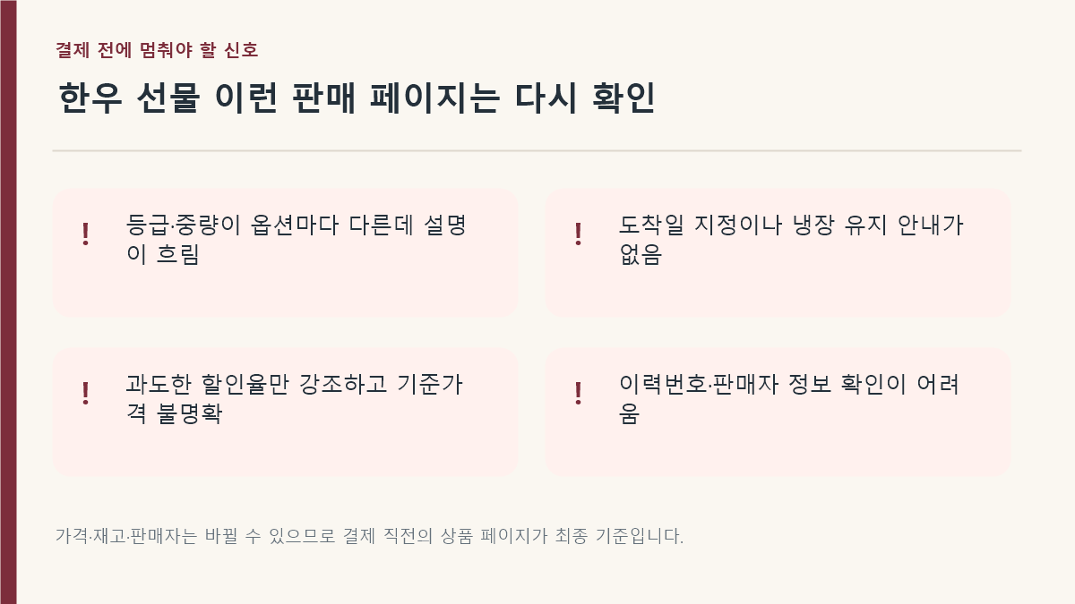 추석 한우 선물세트에서 피해야 할 신호
