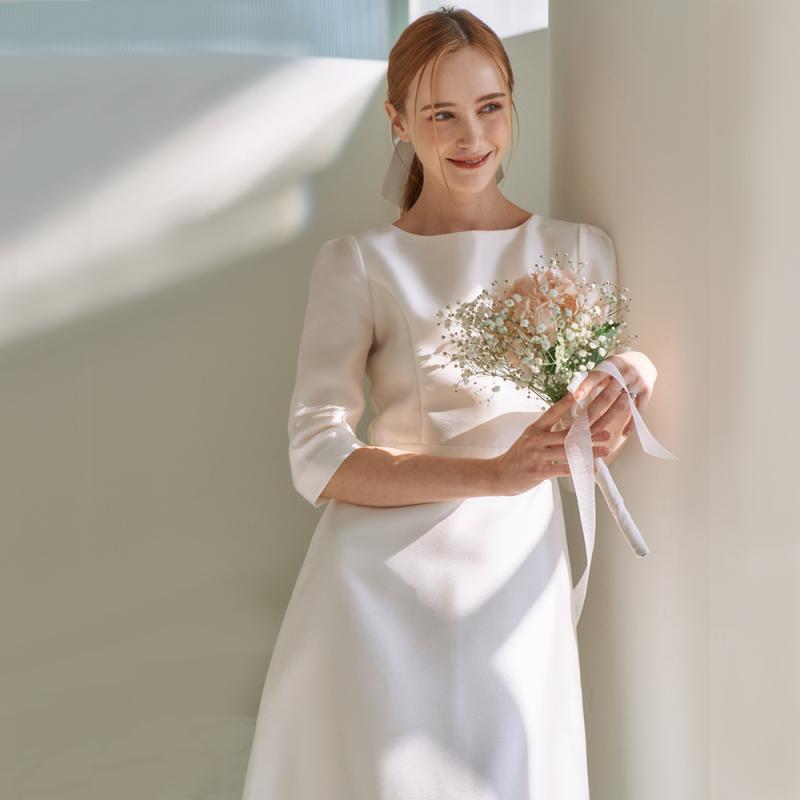 셀프웨딩드레스 미카도 실크 A라인 브라이덜샤워원피스