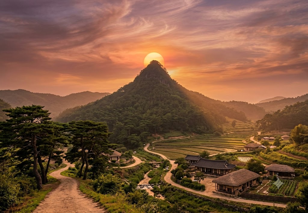 촉산락조 (矗山落照)