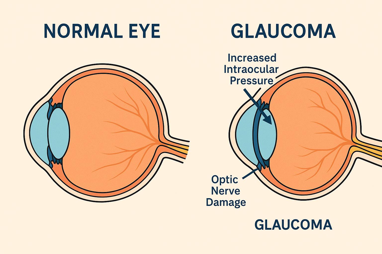 정상안구와 녹내장 안구의 비교 그림