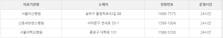 야간/휴일 진료 병원