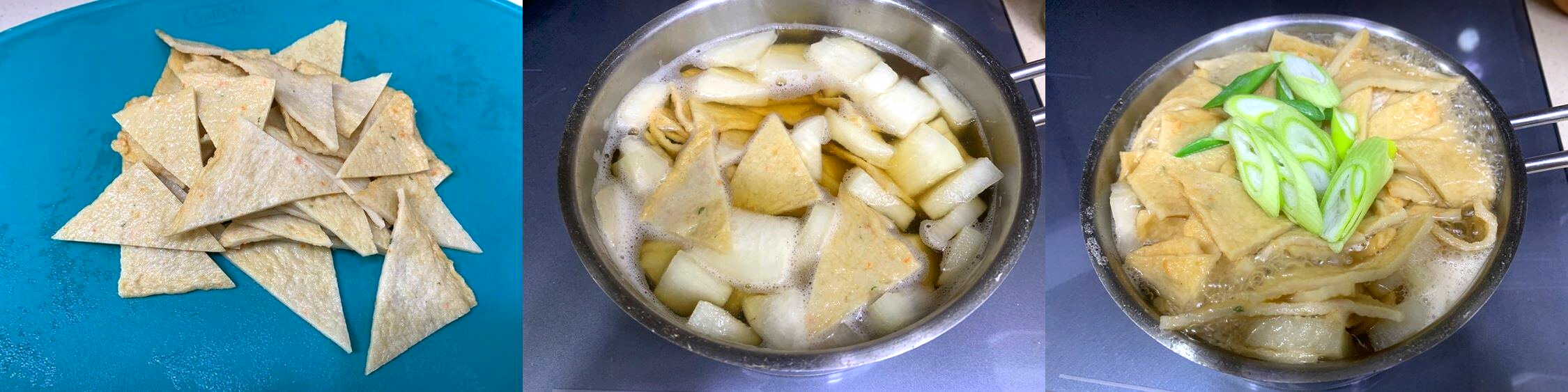 어묵탕에 어묵 넣고 끓이는 사진