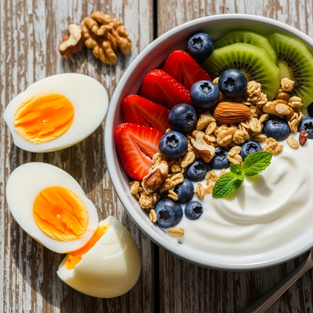 단백질 보충: 삶은 달걀 & 요거트 세트