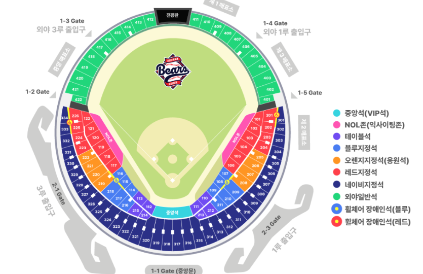 잠실야구장 좌석배치도
