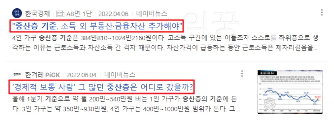 중산층 기준이 높아진 것에 대한 관련 뉴스 기사