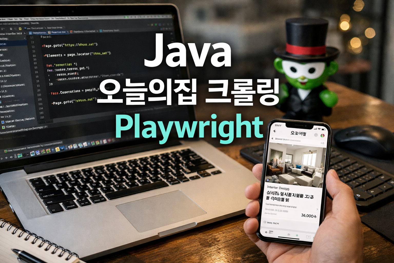 Java 오늘의집 베스트 크롤링 Playwright 샘플