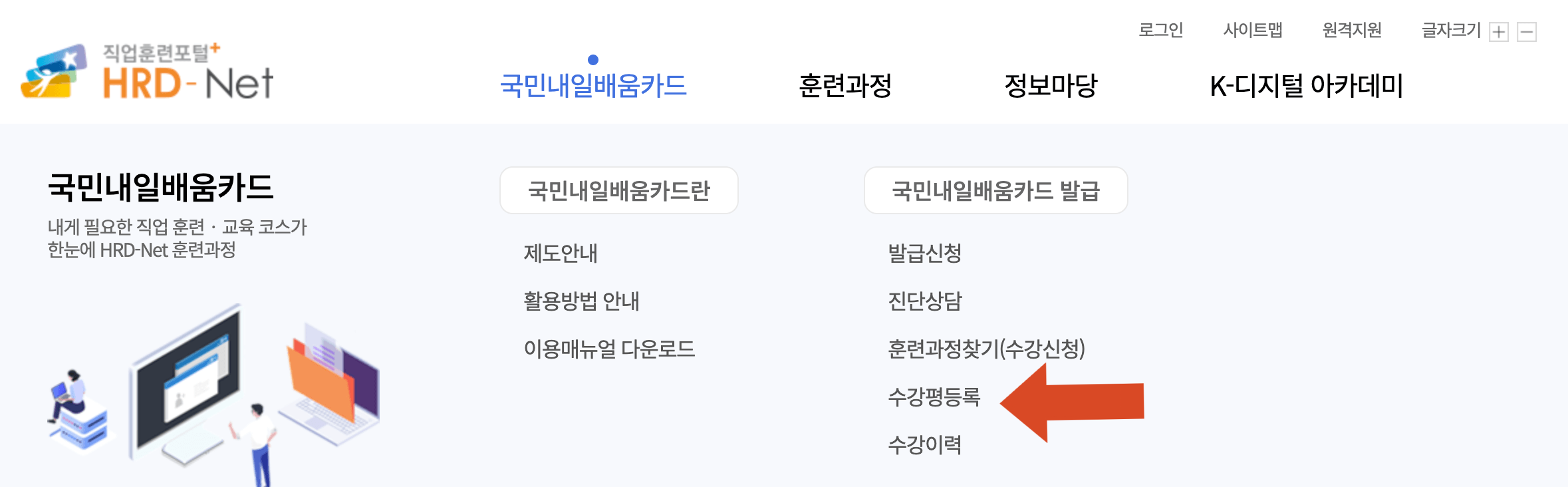내일배움카드 수강평등록
