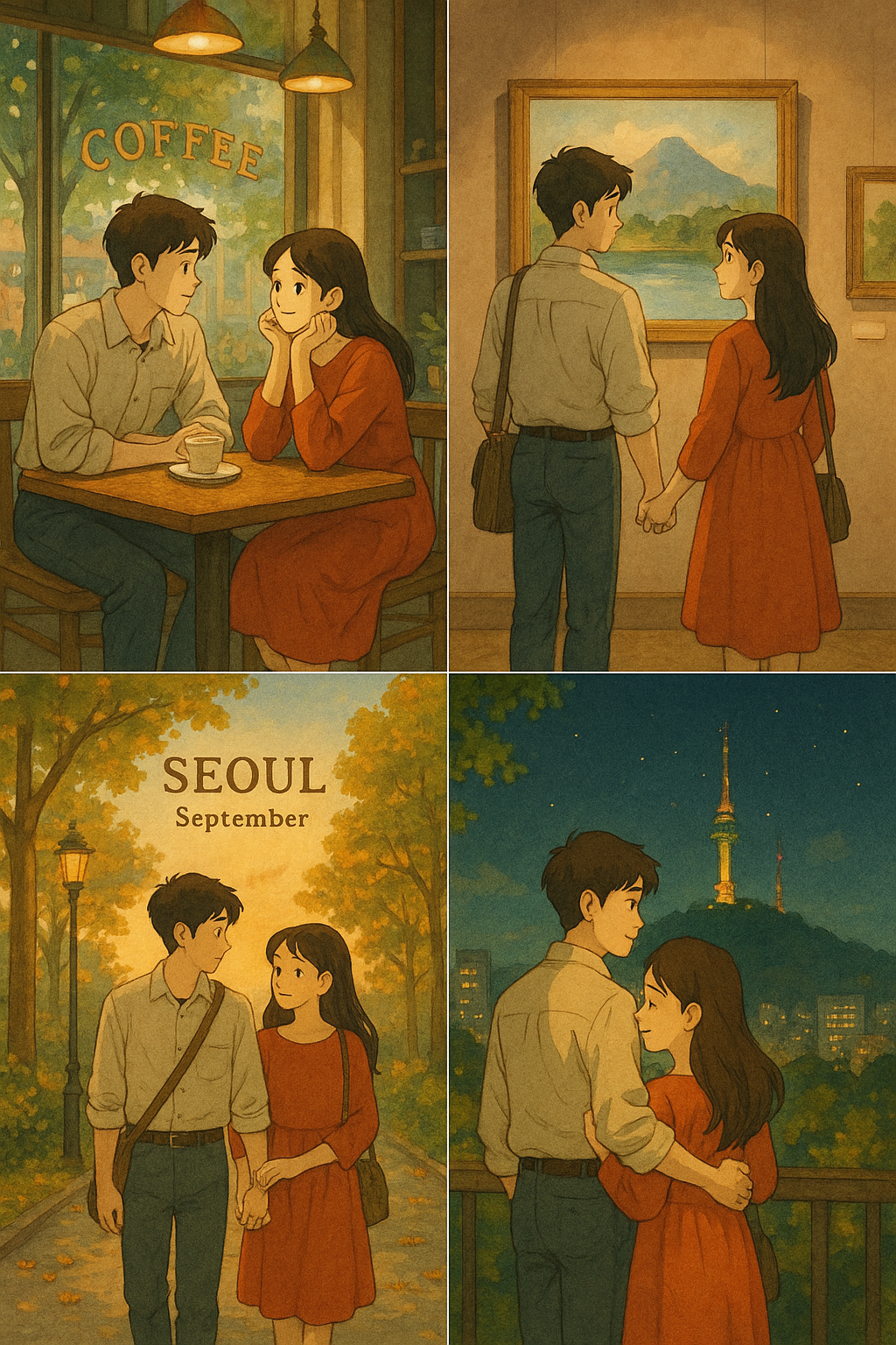 서울에서 데이트를 하고 있는 연인 관련 이미지