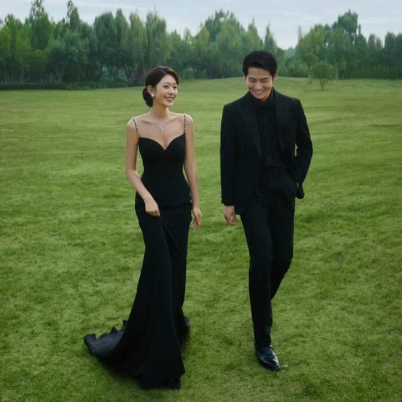 블랙드레스대여 검정 2부 피로연 스냅촬영 사진 스튜디오 파티 이브닝 유색 드레스