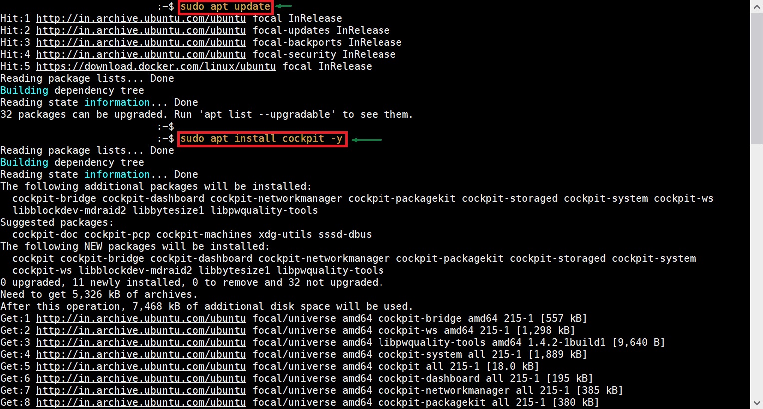 apt 명령어를 통한 Cockpit 설치