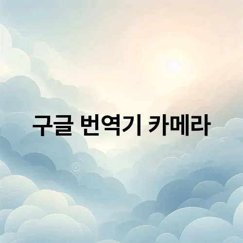 구글 번역기 카메라