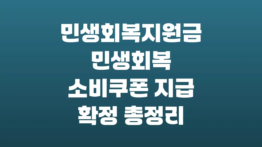 2025 민생회복지원금 민생회복 소비쿠폰 지급 확정 총정리