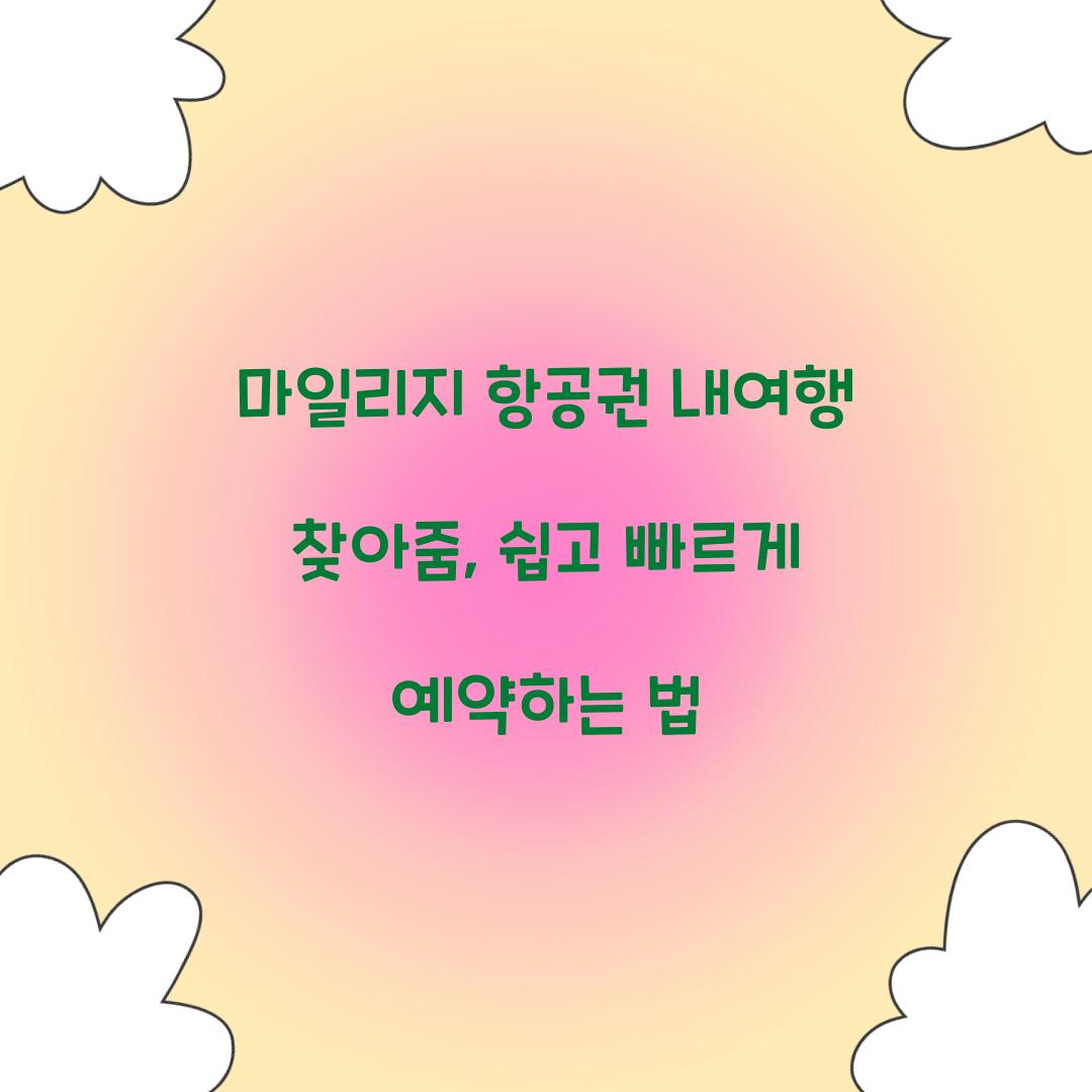 마일리지 항공권 내여행 찾아줌