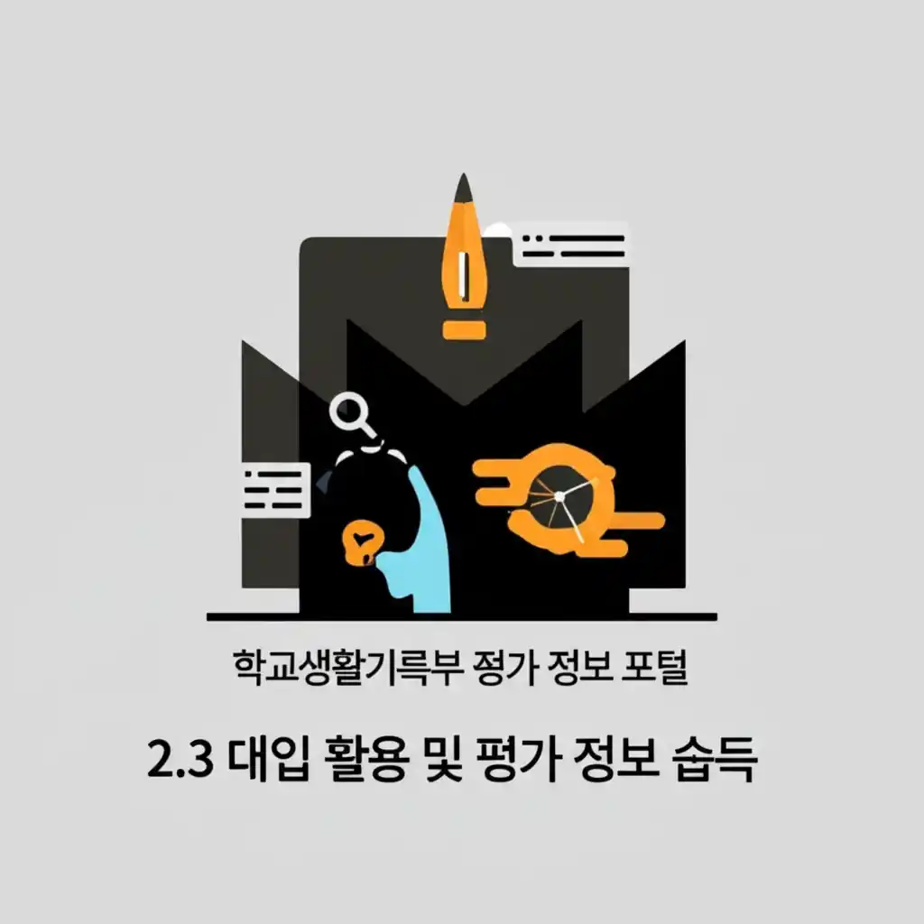학교생활기록부 종합지원포털에서 대입 활용 및 평가 정보를 습득하는 화면.