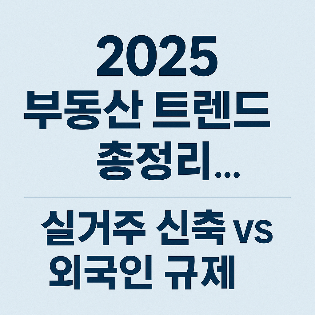 2025년 부동산 트렌드 총정리: 신축·가성비 선호와 외국인 규제 강화