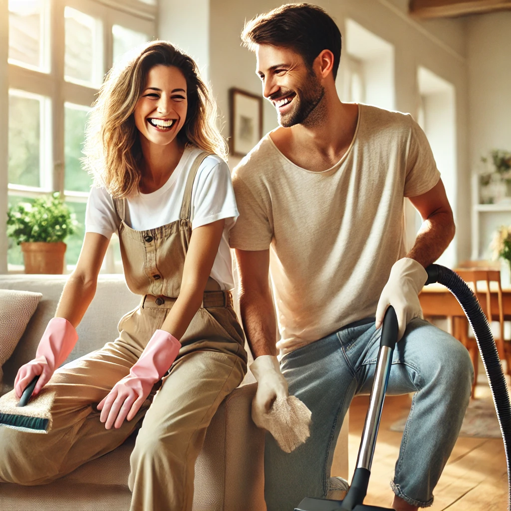 청소같이 하는 부부 그림