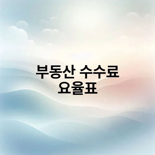 부동산 수수료 요율표