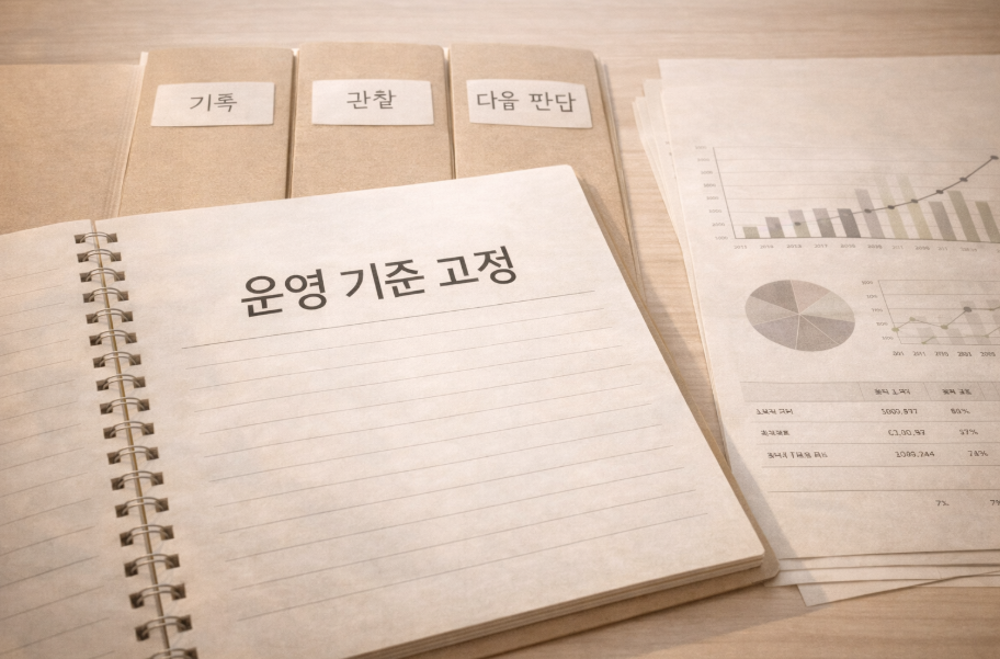 데이터를 기준 점검 도구로 활용하는 블로그 운영 구조 이미지