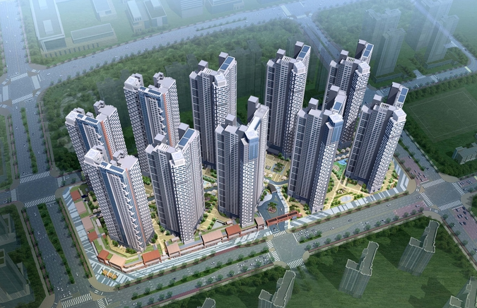 왼쪽 호반써밋 송도, 오른쪽 산성역 프레스티아