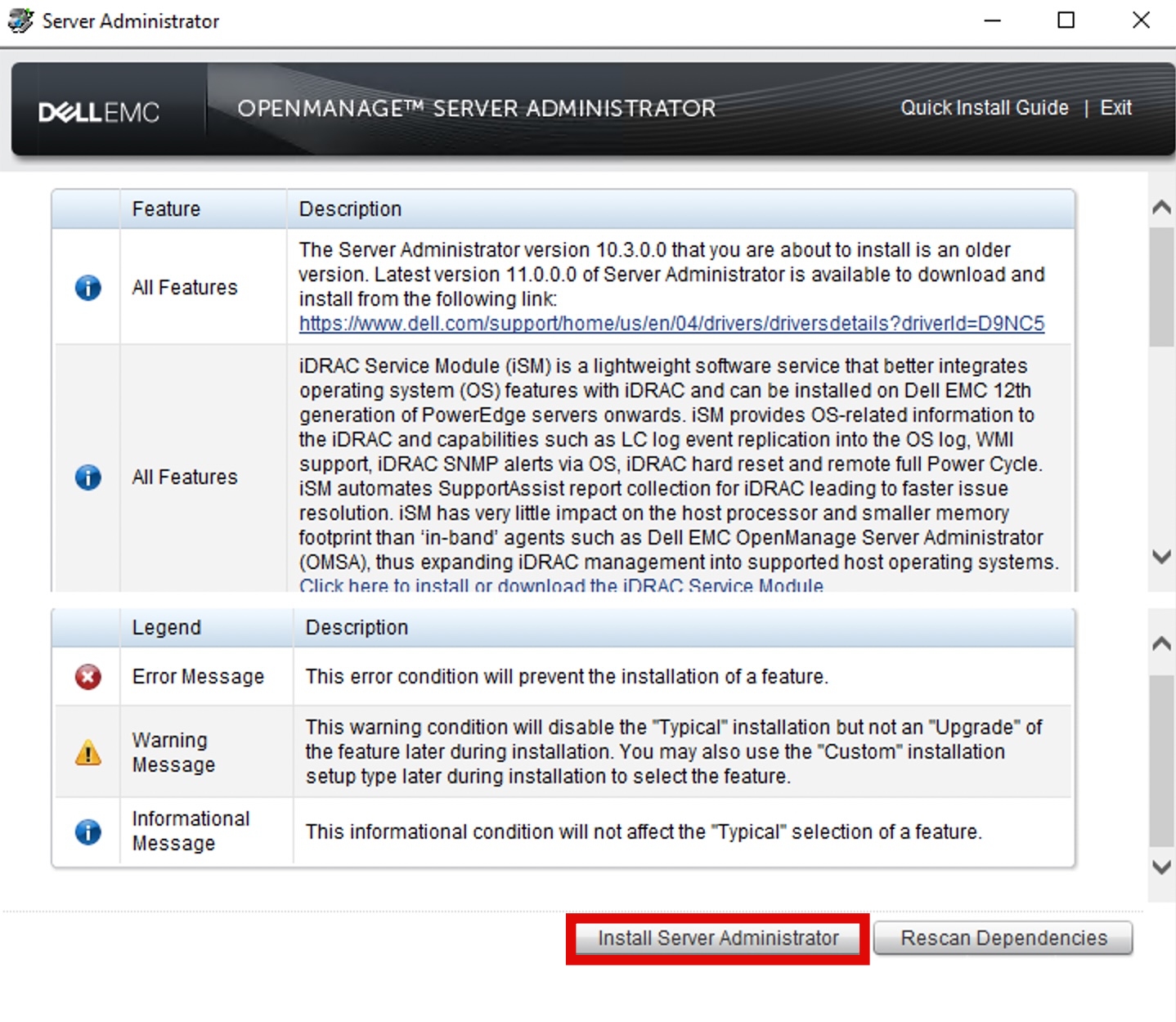 OpenManage Server Administrator 설치