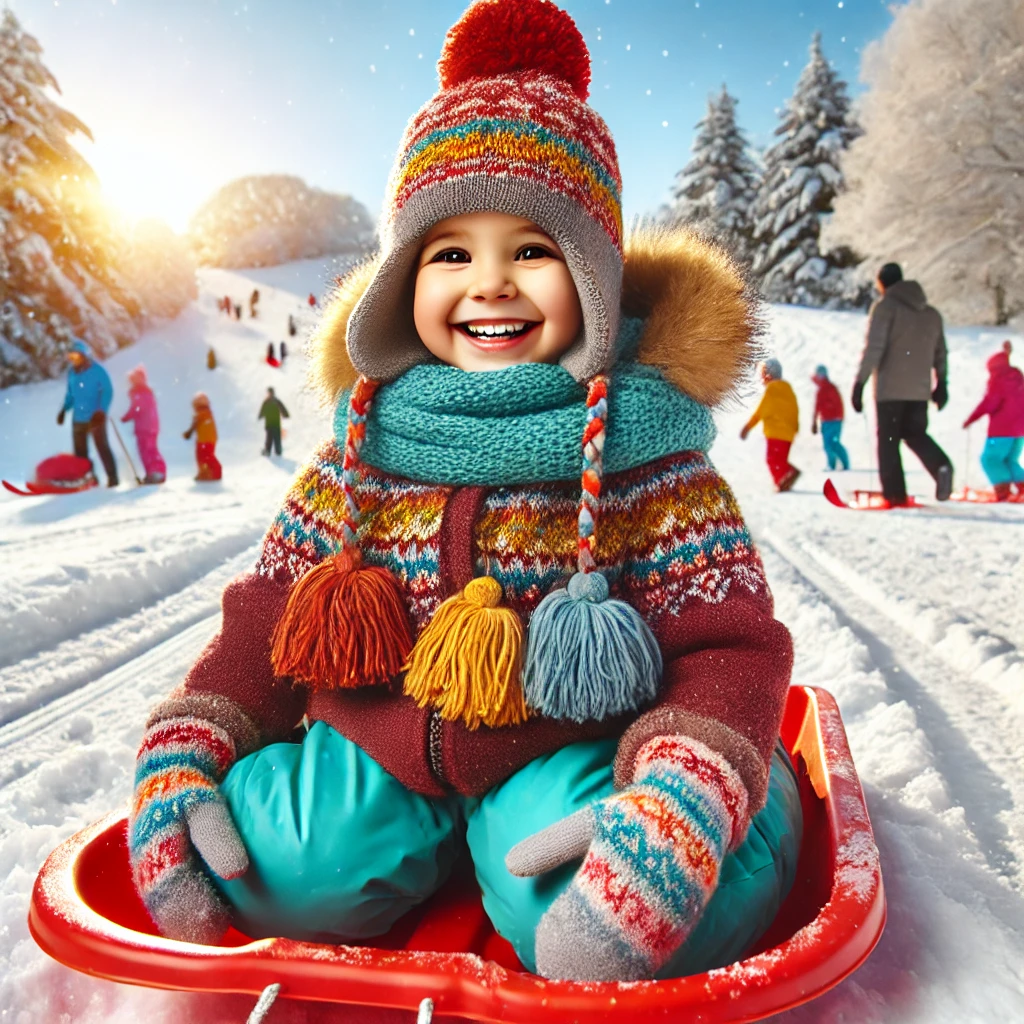 눈썰매를 타는 사람 일러스트 이미지