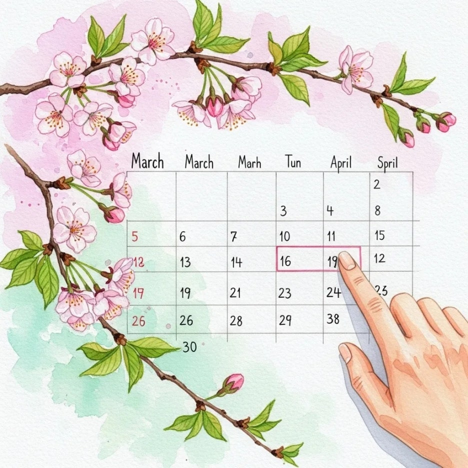 벚꽃 개화 시기가 표시된 달력