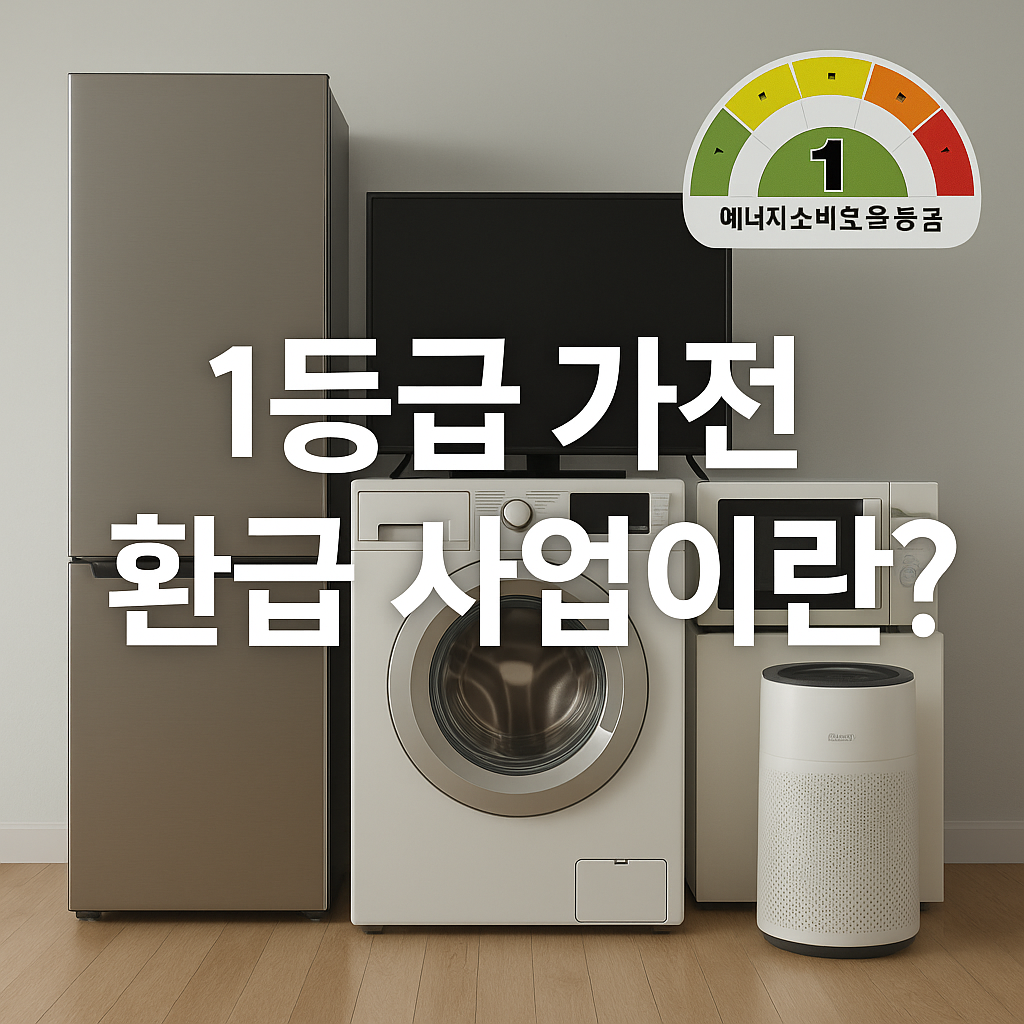 가전제품과 에너지 효율 1등급 이미지와 1등급 가전 환급 사업이란? 문구
