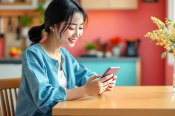 공공배달앱으로 다운받고 주문하는 여성