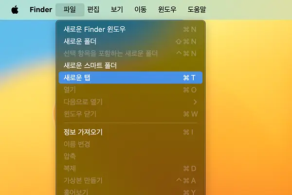 상단 메뉴바에서도 선택할 수 있다.