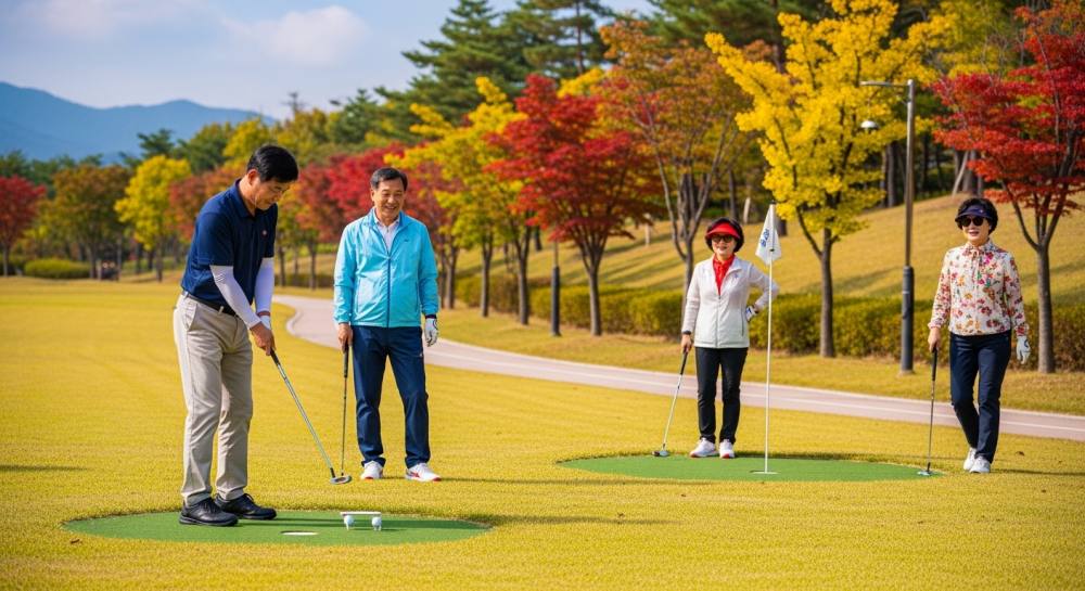 파크골프를 즐기는 중장년층 사진