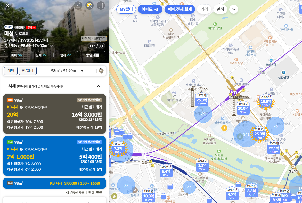 KB-부동산-실거래가-지도-화면