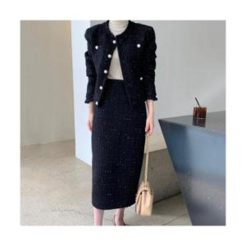 투피스 세트 치마 정장 트위드 여자면접복장 여우팀장 중년 여성 이하늬