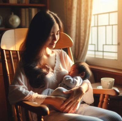 싱글맘 모성애 아이를 앉고있는이미지