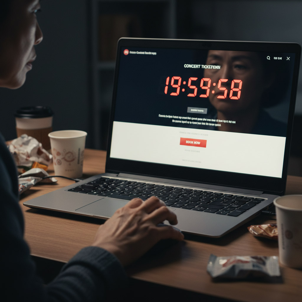 티켓팅을 준비하는 긴장된 순간