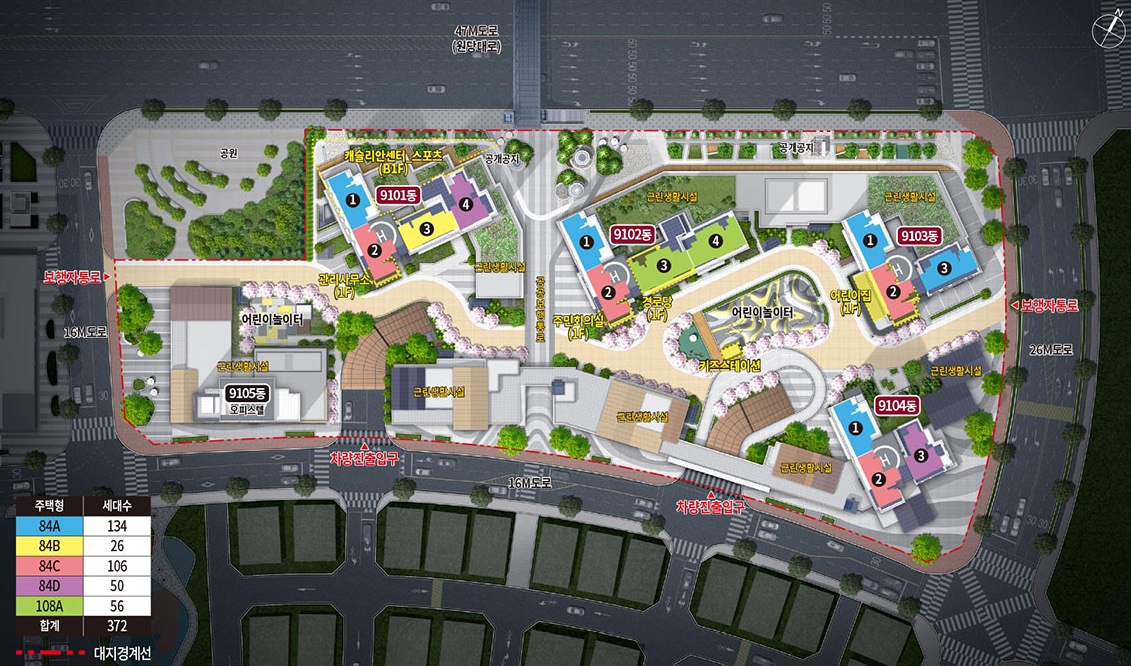 검단신도시 롯데캐슬 넥스티엘 동･호수 배치 조감도