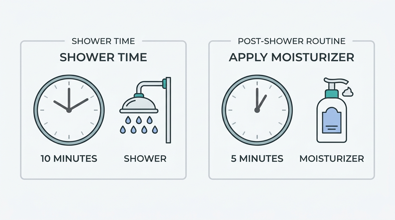 피부 보호를 위한 10-5 샤워 법칙 인포그래픽