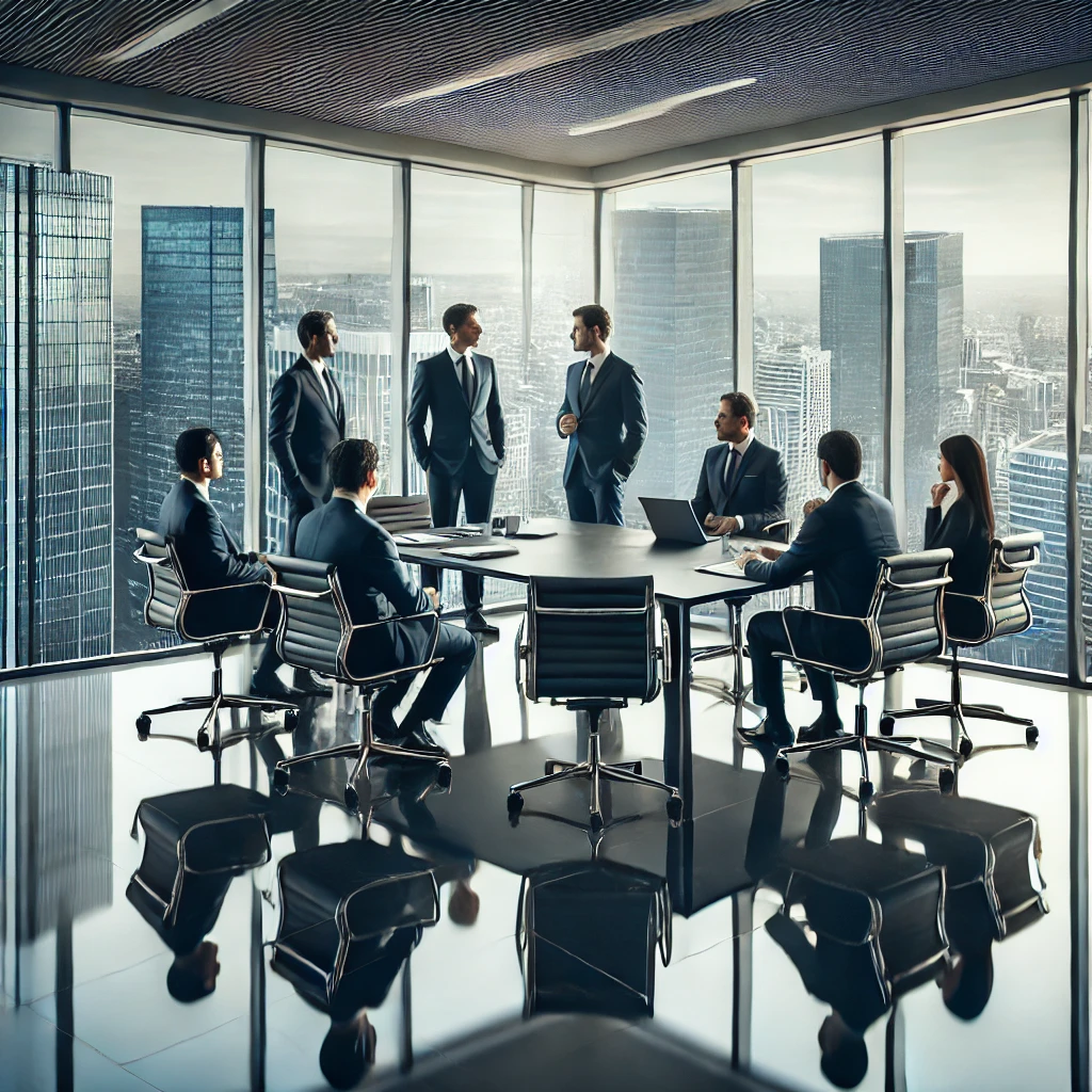 회의실에서 회의하는 사진