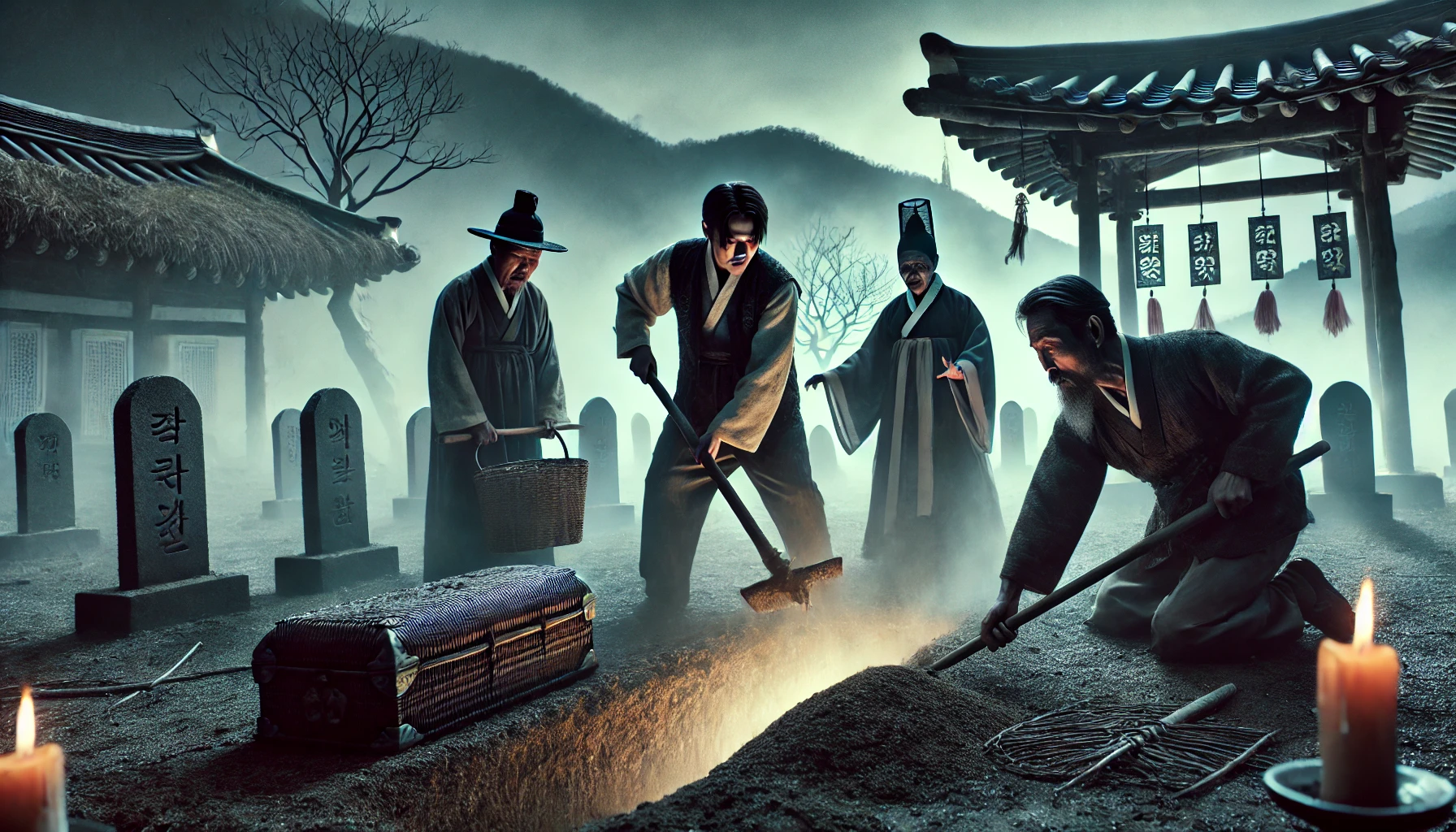 묘를 이장하는 모습