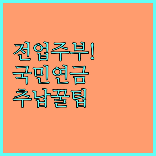 전업주부 국민연금 추납 신청 자격 및..