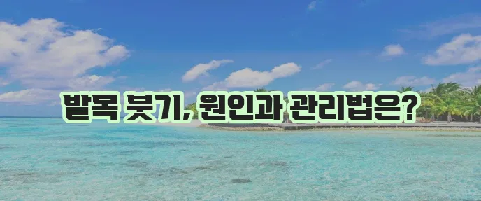 발목 붓는 이유 10가지와 효과적인 관리법을 알아봅시다!