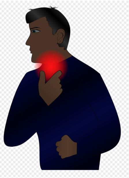 구내염으로 목이 아픈 남성