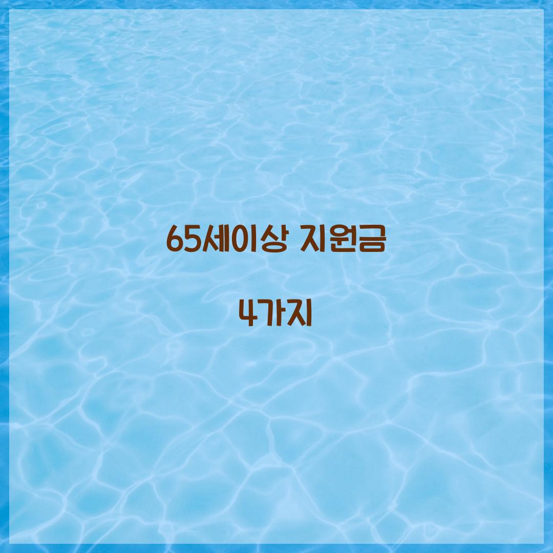 65세이상 지원금 4가지