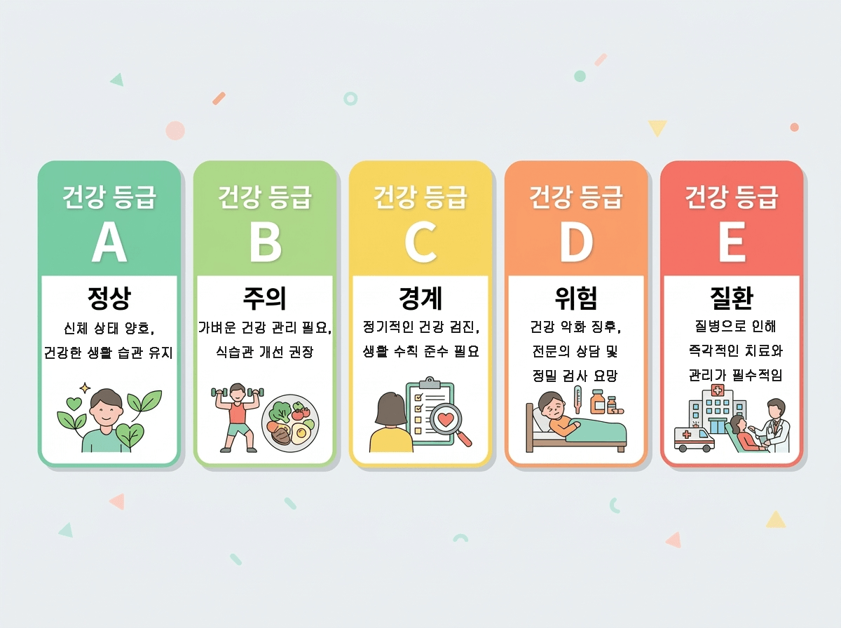 건강검진 판정 구분 정상A 정상B 질환의심 비교 일러스트