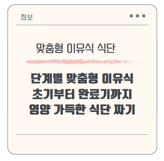 단계별 맞춤형 이유식 가이드: 초기부터 완료기까지 영양 가득한 식단 짜기