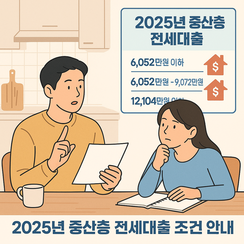 2025년 중산층 전세대출 조건 요약 인포그래픽