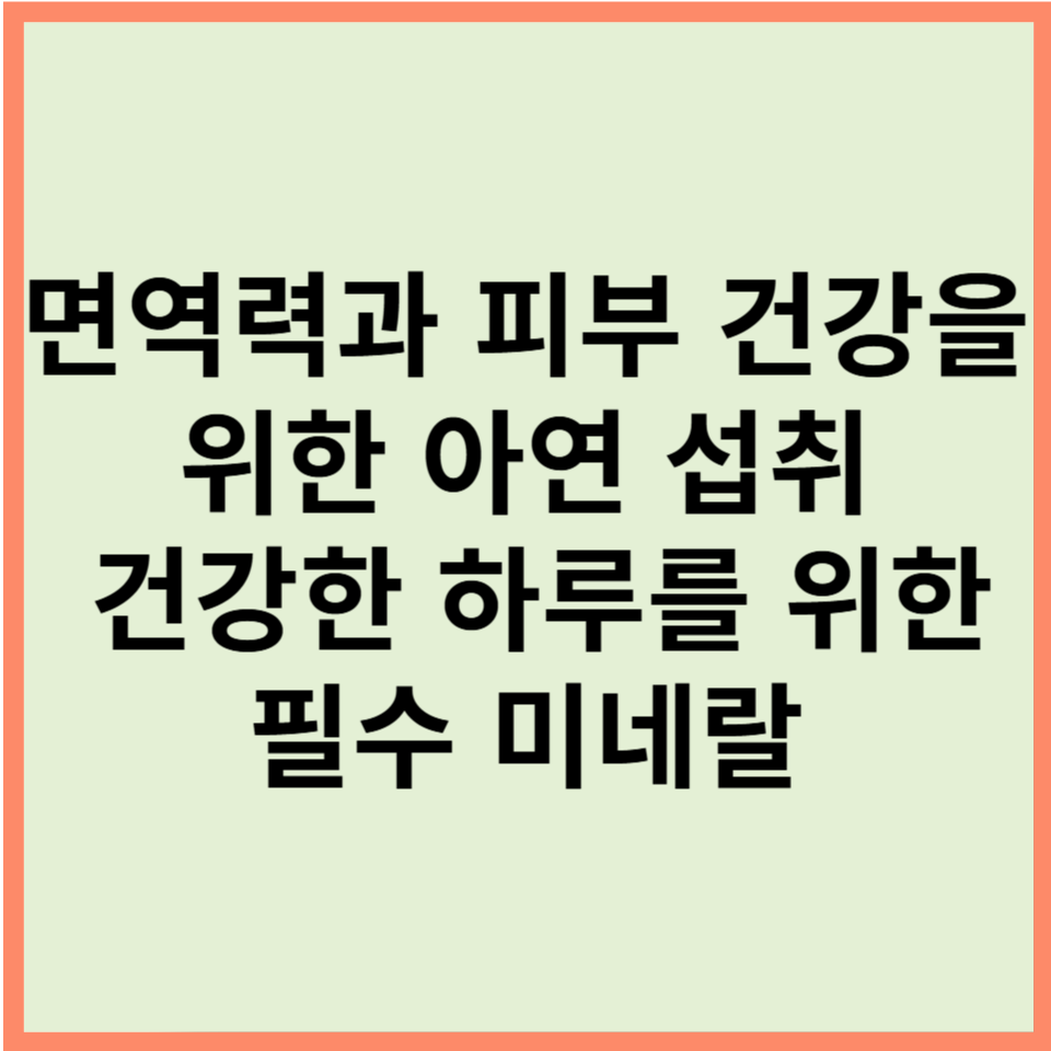면역력과 피부 건강을 위한 아연 섭취 가이드! 건강한 하루를 위한 필수 미네랄